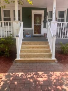 Front Staircase Replacement Andalusia, PA | Pressure-Treated Wood Stair Installation